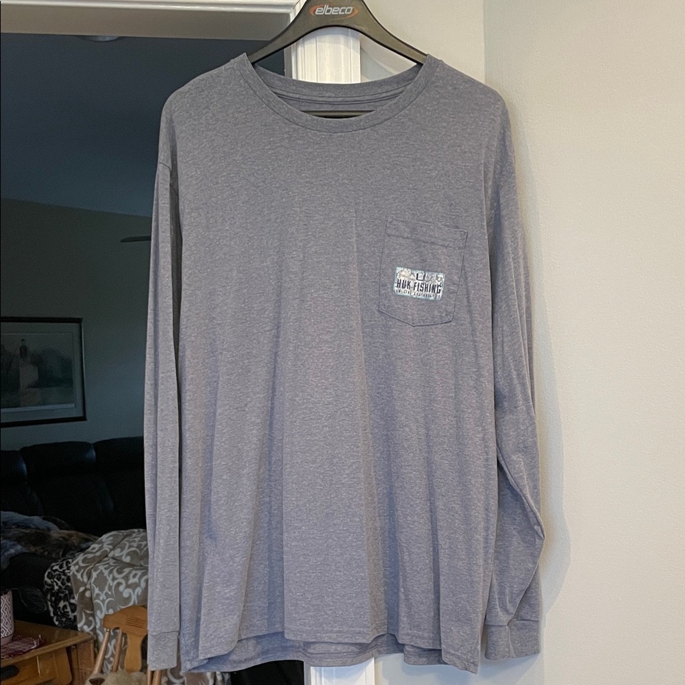 Huk Men's Heather Gray Long Sleeve Tee